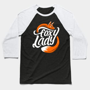 Funny Foxy Lady Cute Fox Design Text Baseball T-Shirt